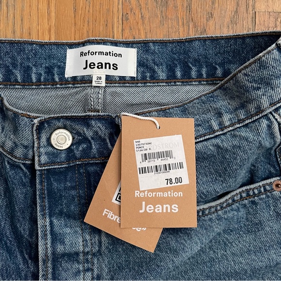 Reformation Charlie High Waist Cuffed Cutoff Denim Shorts - Picture 6 of 7